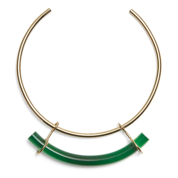 Fraction Collar in Gold and Emerald