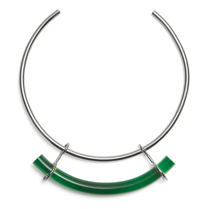 Fraction Collar in Rhodium and Emerald
