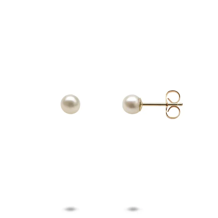 Freshwater White Pearl Earrings in Gold – 4-5mm