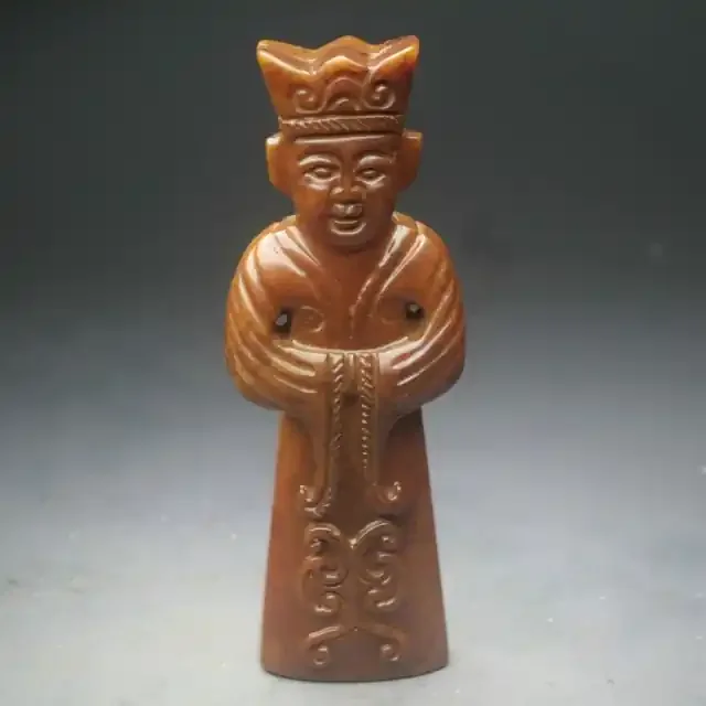 FROM A COLLECTION OLD JADE CARVING STATUE/PENDANT 80mm