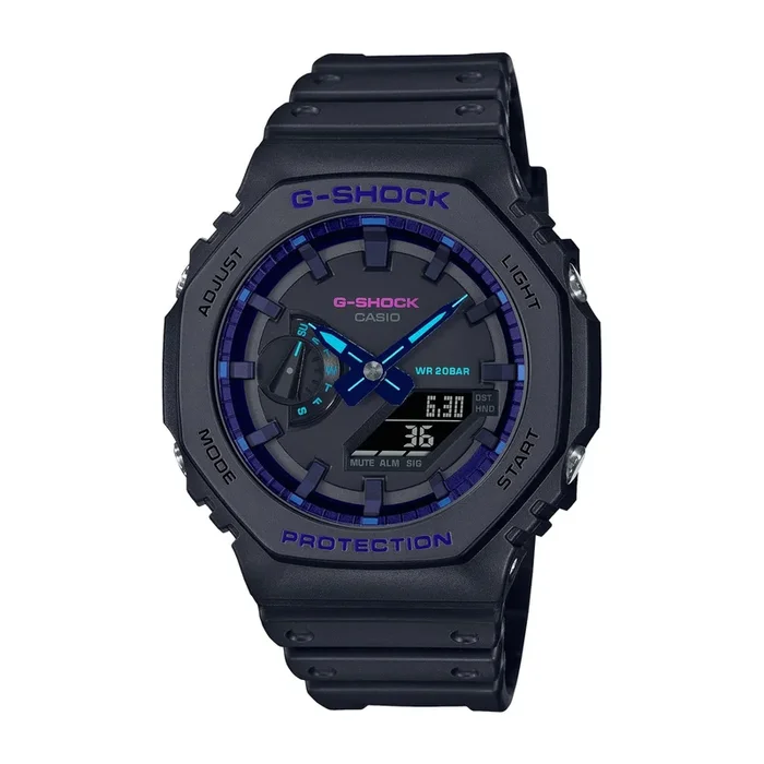 G-Shock with 46X42 MM Black Round Dial Resin Band Strap. GA2100VB-1A