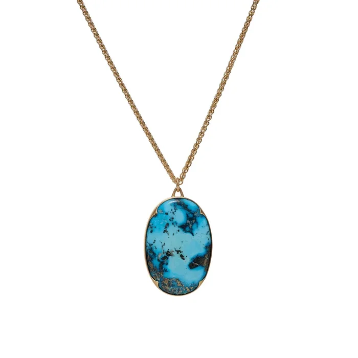 Gabriella Kiss 18k Oval kazakhstani Turquoise Pendant Necklace- 18”