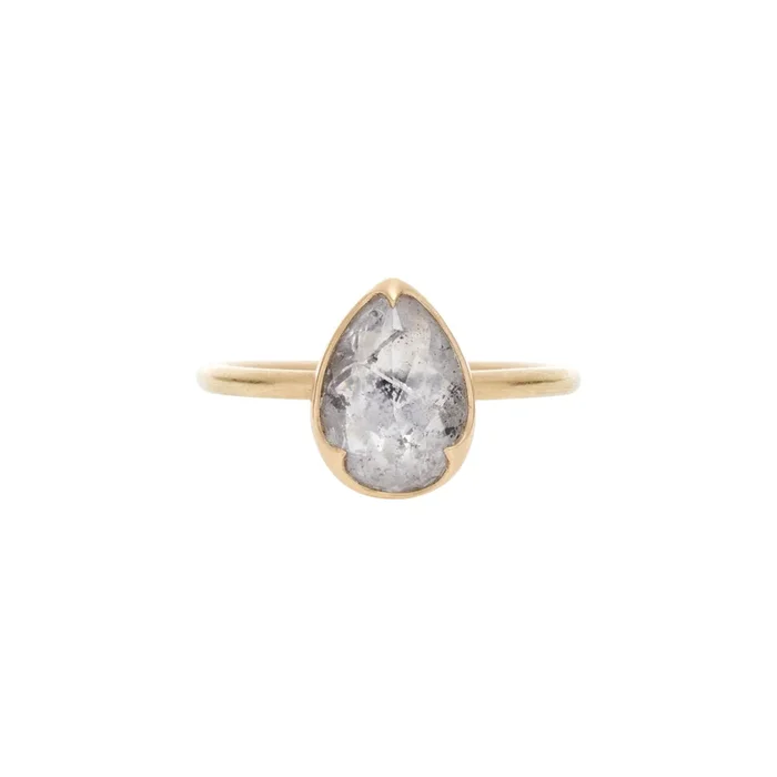 Gabriella Kiss 18k Pear Salt & Pepper Rose Cut Diamond Ring – 1.72 ct