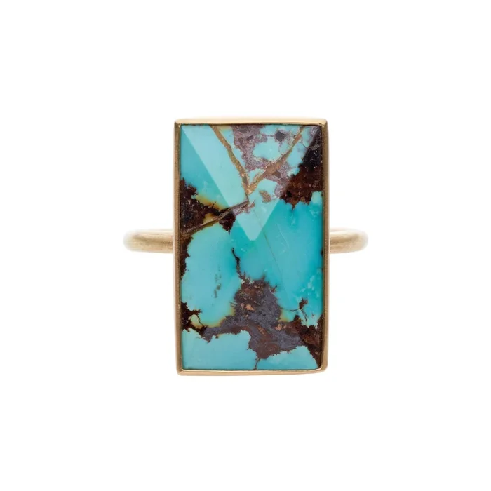 Gabriella Kiss 18k Rectangular Pyramid Persian Turquoise Ring