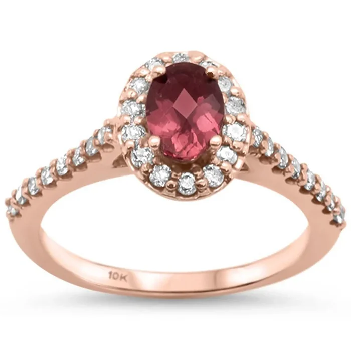 GEMSTONE CLOSEOUT! 1.14cts 10k Rose Gold Pink Tourmaline & Diamond Halo Ring