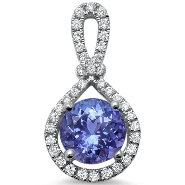 GEMSTONE CLOSEOUT! 1.68cts Round Tanzanite Gemstone & Diamond 14k White Gold Pendant
