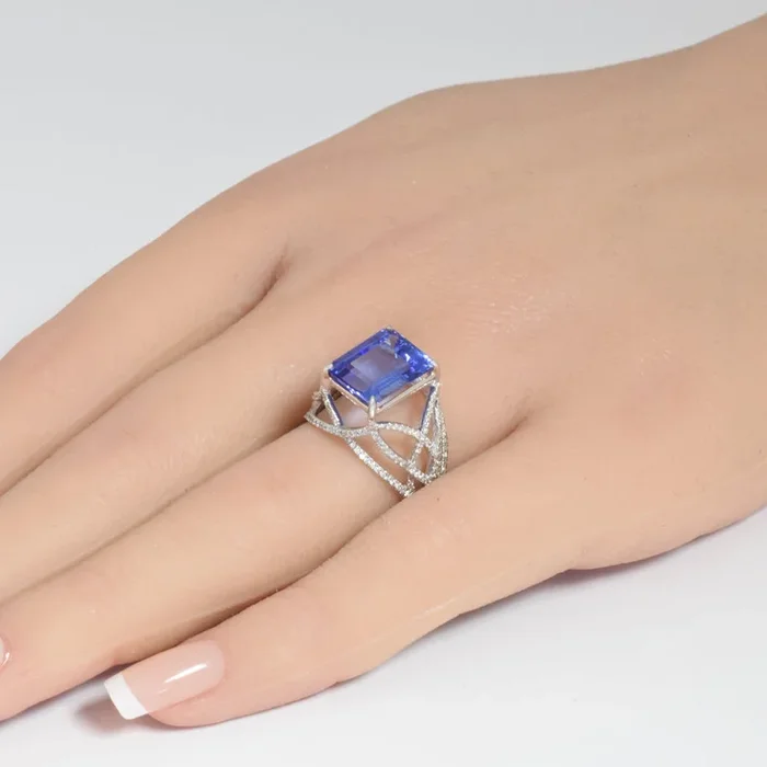 GEMSTONE CLOSEOUT! 5.09ct 14K White Gold Tanzanite & Diamond Ladies Ring size 6.5