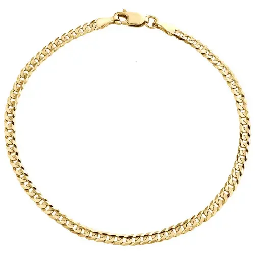 Genuine 14K Yellow Gold 3mm Solid Plain Curb Cuban Link Bracelet 7 – 9 Inches