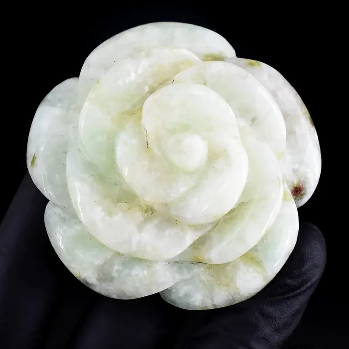 Genuine 437.00 Cts Amazonite Carved Rose 4-J441