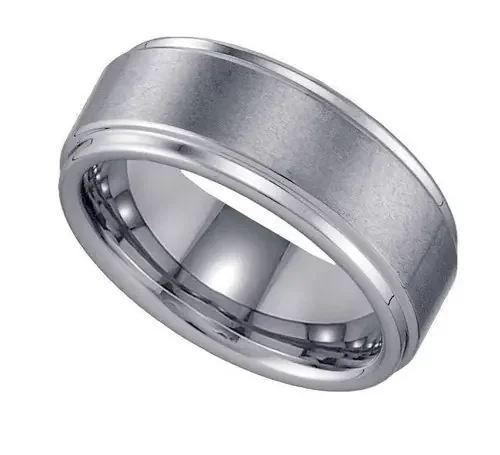 Geraud Tungsten Wedding Band Men‘s Beveled Edge Comfort Fit 8mm Sz 8 to 14