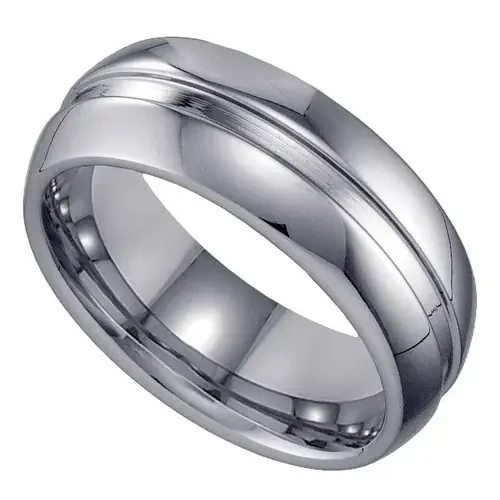 Geraud Tungsten Wedding Band Men‘s Grooved Inlay & Comfort Fit 8mm Sz 7 to 14