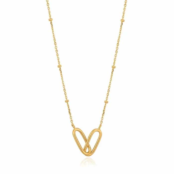 Gold Beaded Chain Link Necklace