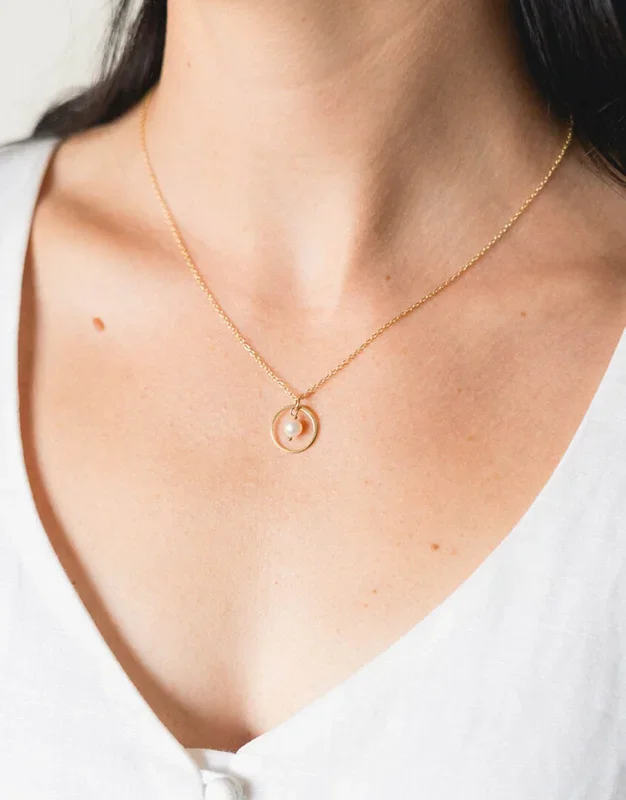 Gold Dainty Pearl Drop Necklace