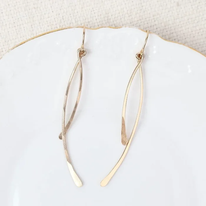 Gold Filled Curve Bar Drops Earrings