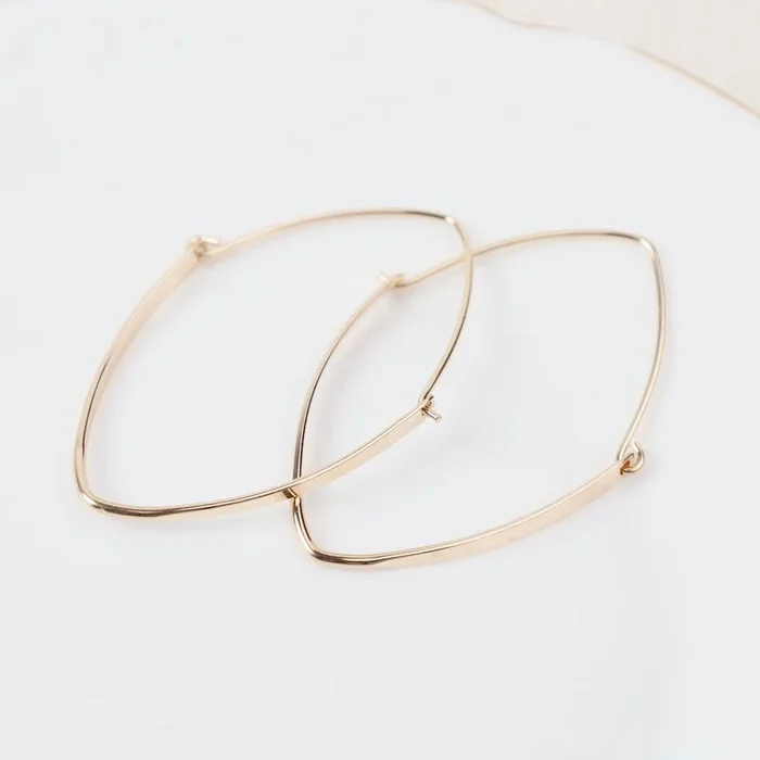 Gold Filled Medium Hinged Teardrop Flat Hoops