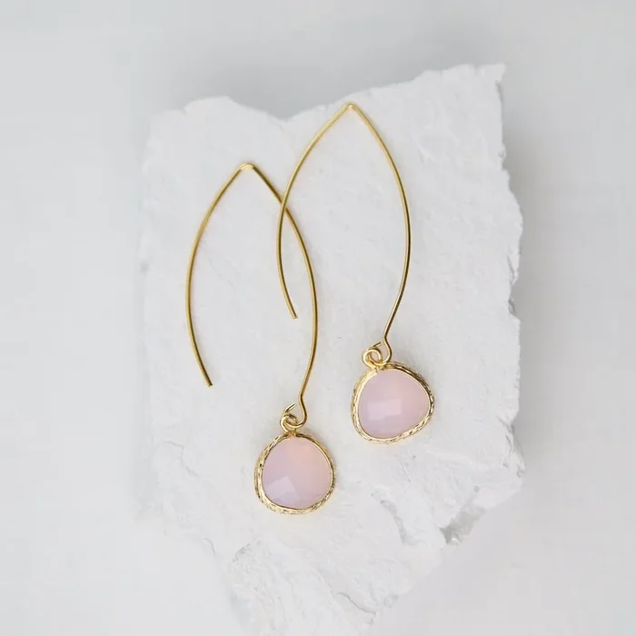 Gold Plated Long Crystal Drops – Violet Opal