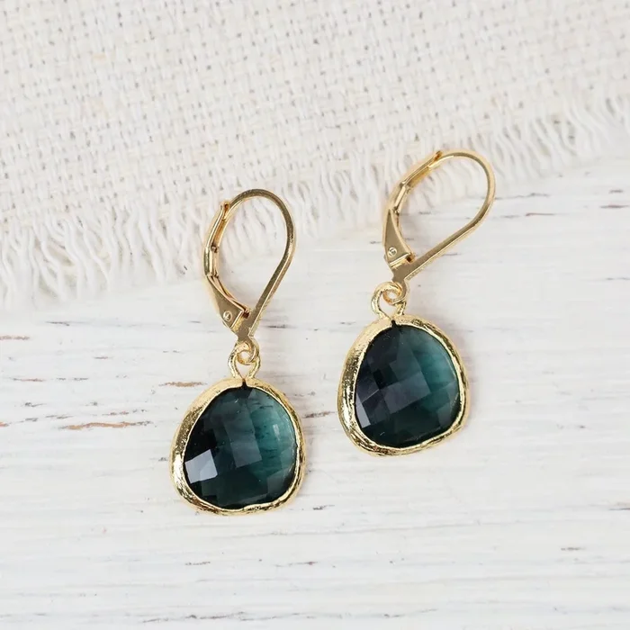 Gold Plated Sapphire Crystal Leverback Earrings