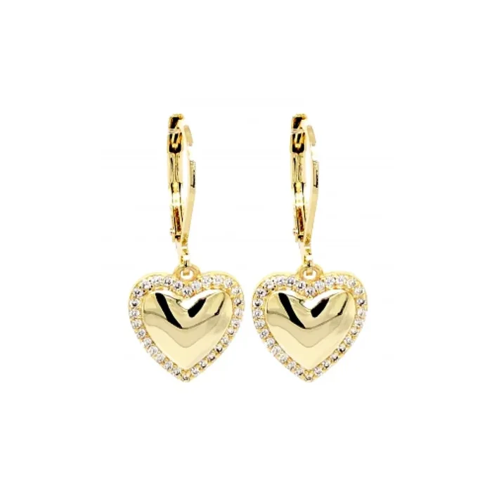 GOLD PLATED SURGICAL STEEL HEART WITH CZ BORDER EARRINGS