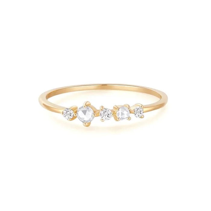 Gold Rose Cut White Sapphire Ring