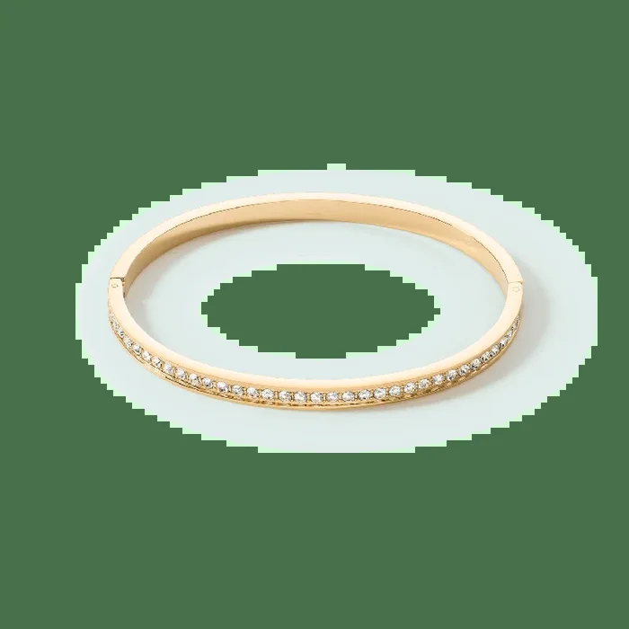 Gold Stainless Steel & Crystal Bangle