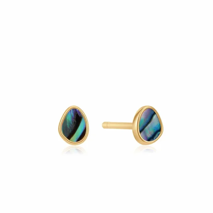 Gold Tidal Abalone Stud Earrings