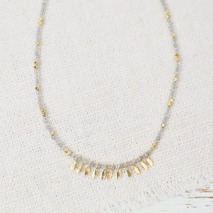 Gold Vermeil Beaded Labradorite Necklace