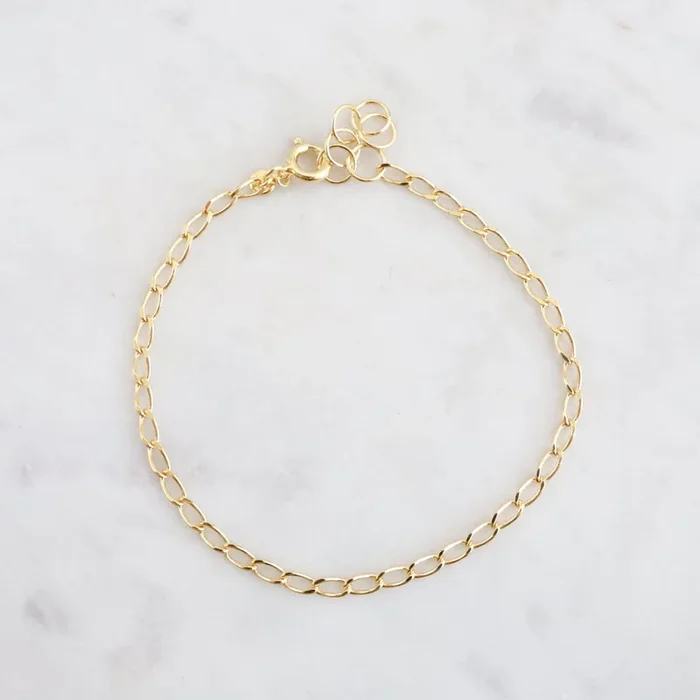 Gold Vermeil Fine Cut Curb Chain Bracelet