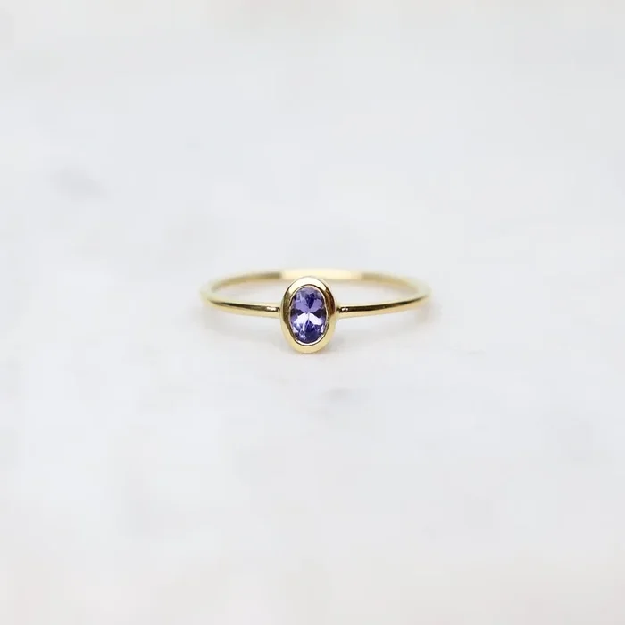 Gold Vermeil Oval Bezel Set Tanzanite Ring
