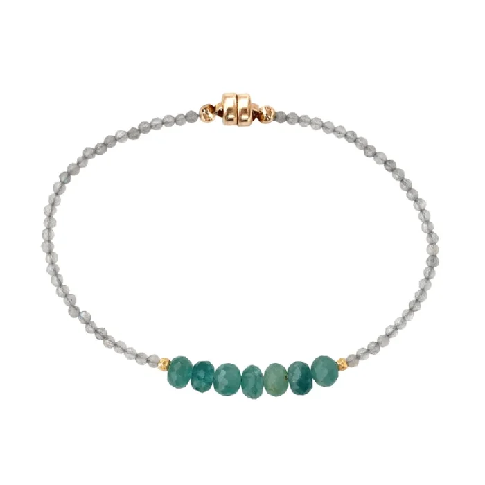 Green Grandidierite & Labradorite Golf-Fill Bracelet