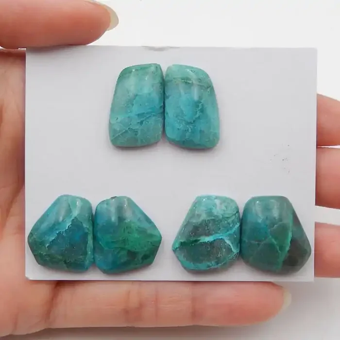 H411 – 61ct Natural Chrysocolla Gemstone Cabochon Pair,Chrysocolla Gemstone