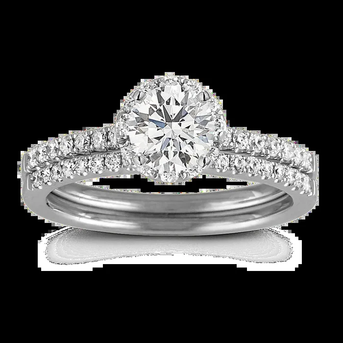 Halo Pave-set Diamond Wedding Set