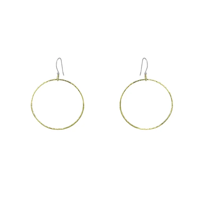 Hammered Brass Circle Earrings
