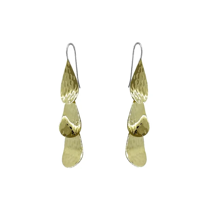 Hammered Brass Teardrop Dangle Earrings