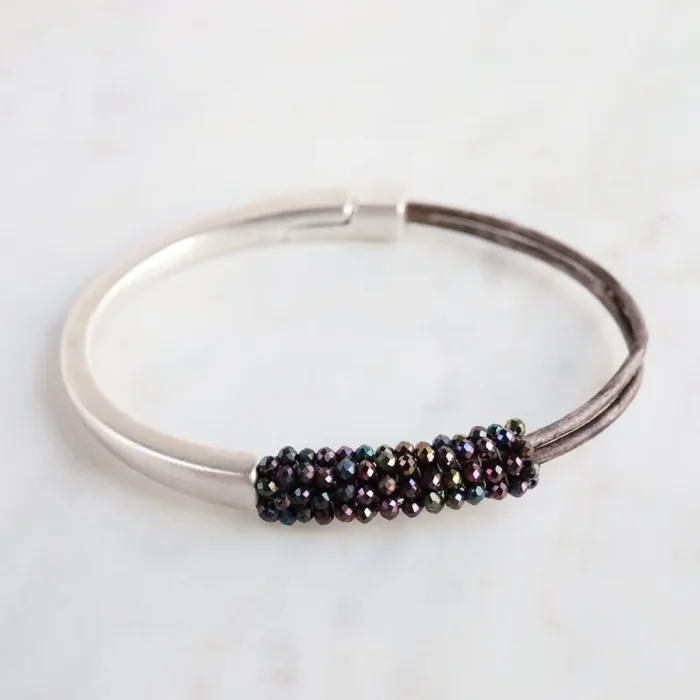 Hand Stitched Aubergine Spinel Bracelet