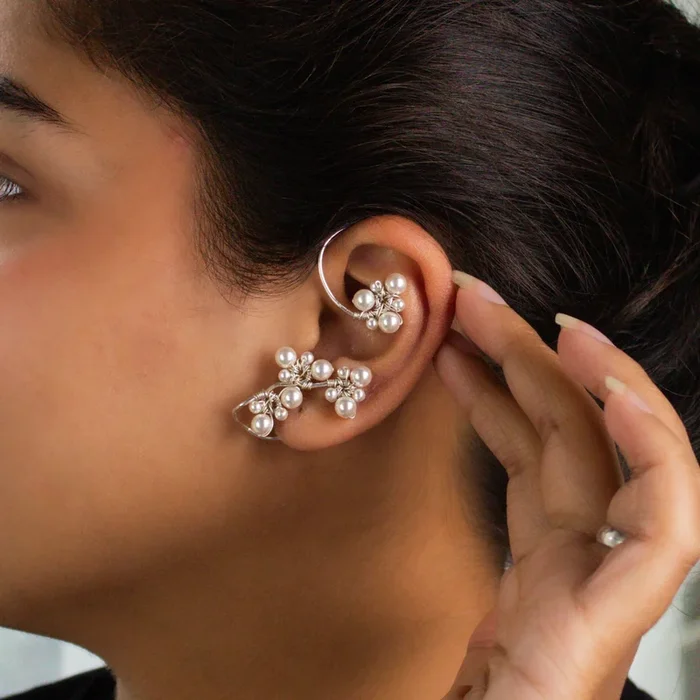 Handmade Silver Pearl Earcuff (Single)