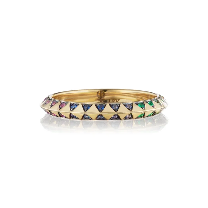 Harwell Godfrey 18k Rainbow Skinny Talisman Band Ring – Blackened