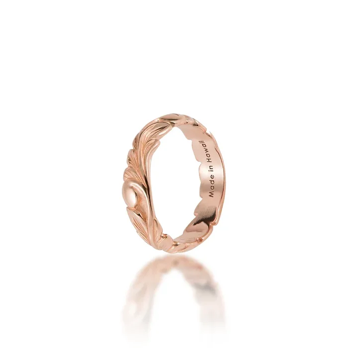 Hawaiian Heirloom Old English Scroll Ring in Rose Gold – 4.5mm