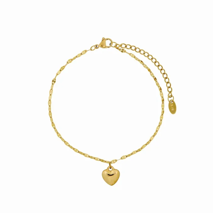 Heart Pendant Anklet – Gold
