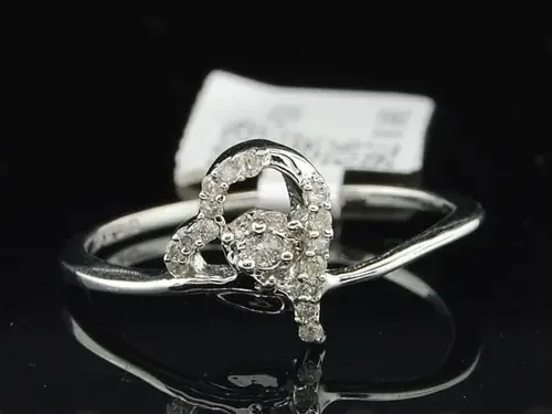 Heart Shape Diamond Ring Ladies 10K White Gold Promise Fashion Band 0.11 Ct.