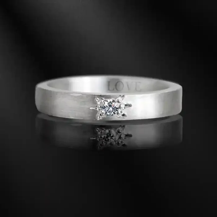 Helloice 0.2Ct Moissanite Brilliant Round Cut Band Ring in S925 Silver