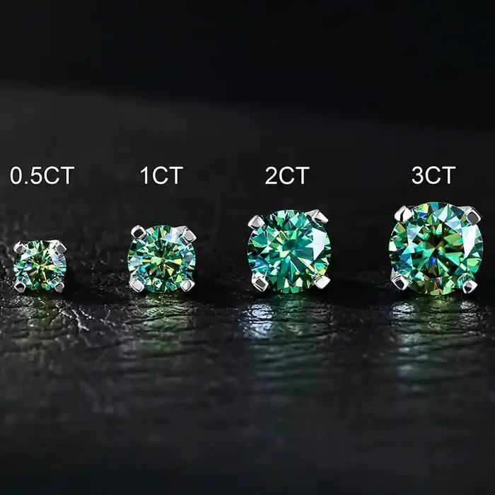 Helloice 0.5Ct/1Ct/2Ct/3Ct Moissanite Light Blue Brilliant Round Cut Stud Earrings in S925 Silver