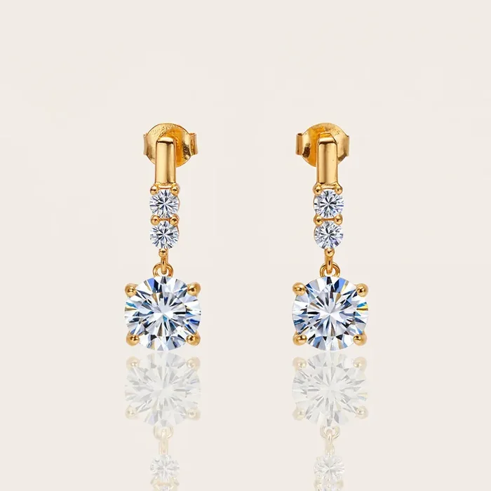 Helloice 0.5CT/1CT/2CT Round Cut VVS Moissanite S925 Silver Drop Earrings