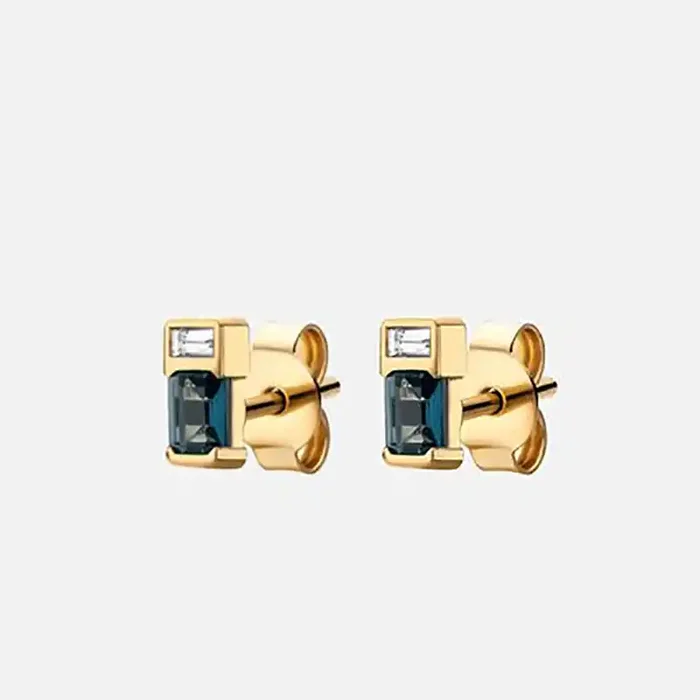 Helloice 1.06 CTW Baguette Cut Sapphire Diamonds Stud Earrings