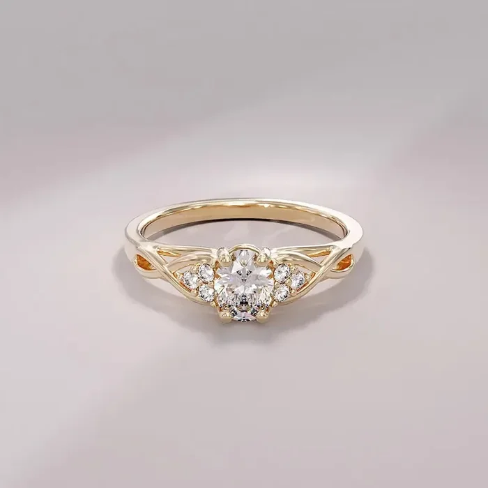 Helloice 1.18CT Oval & Round Cut VVS Moissanite S925 Silver Engagement Ring