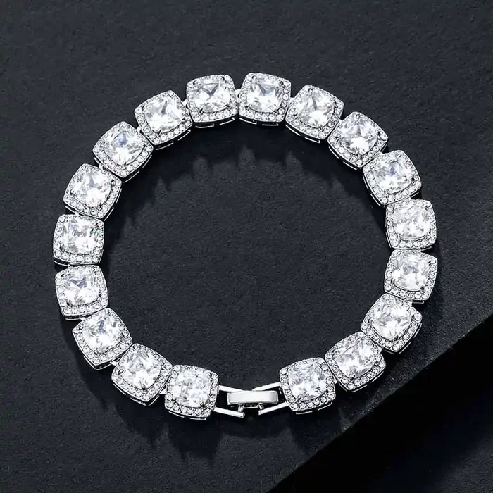 Helloice 10mm Clustered Tennis Bracelet in White Gold