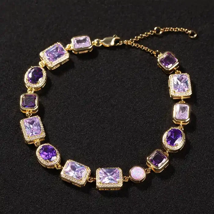 Helloice 10mm Purple Geometric Gemstone Bracelet