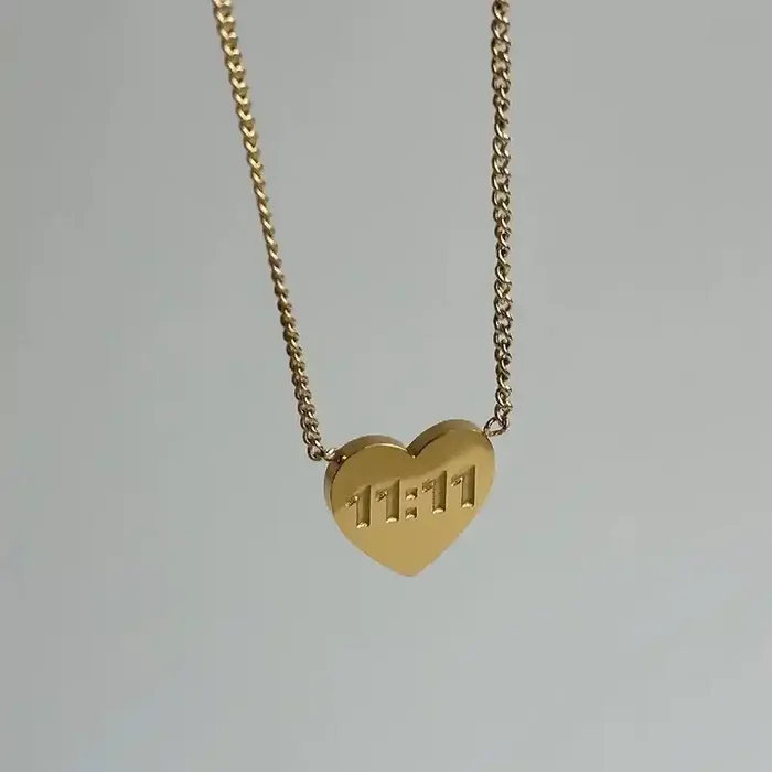 Helloice 11 11 Gold Heart Necklace