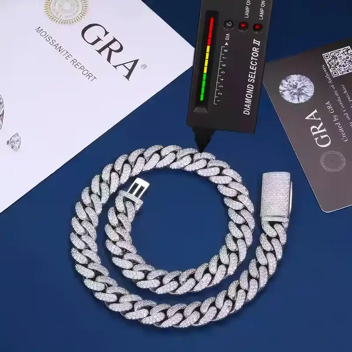 Helloice 12mm S925 & Moissanite Two Row Miami Cuban Chain