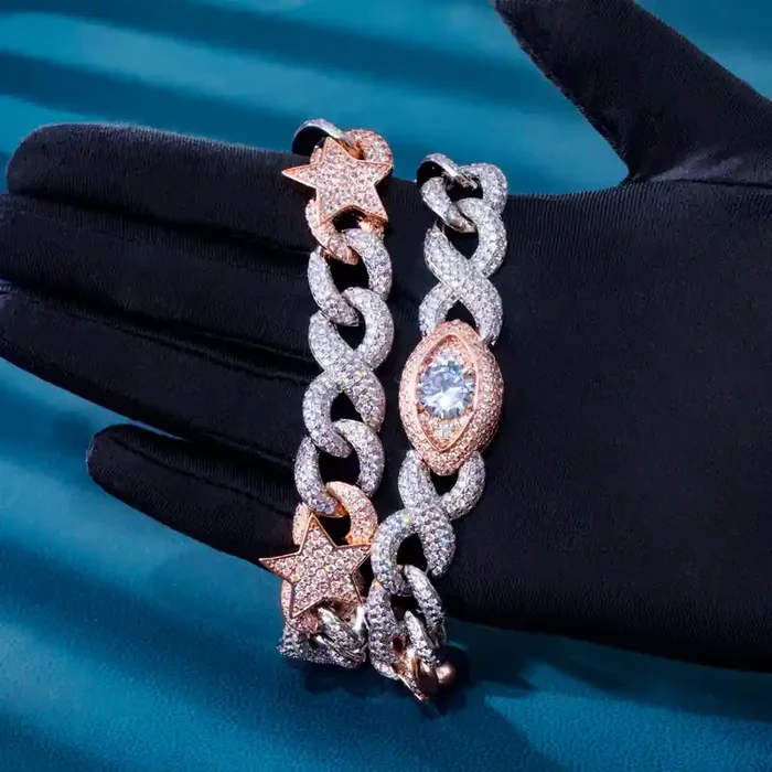 Helloice 16mm Two-tone Star and Demon Eye Cuban Chain