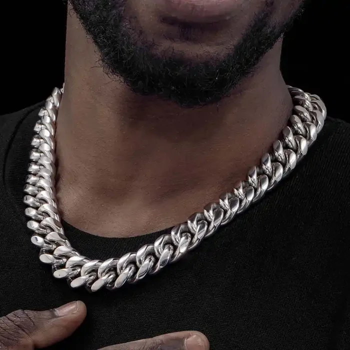 Helloice 18mm 316L Stainless Steel Cuban Link Chain